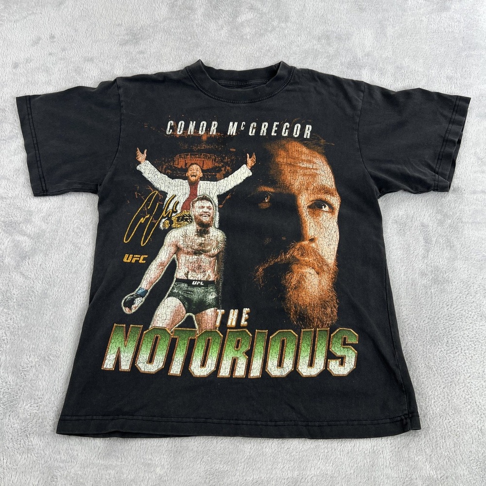 UFC Conor McGregor The Notorious T-Shirt S Black Mens MMA Fight Graphic Tee